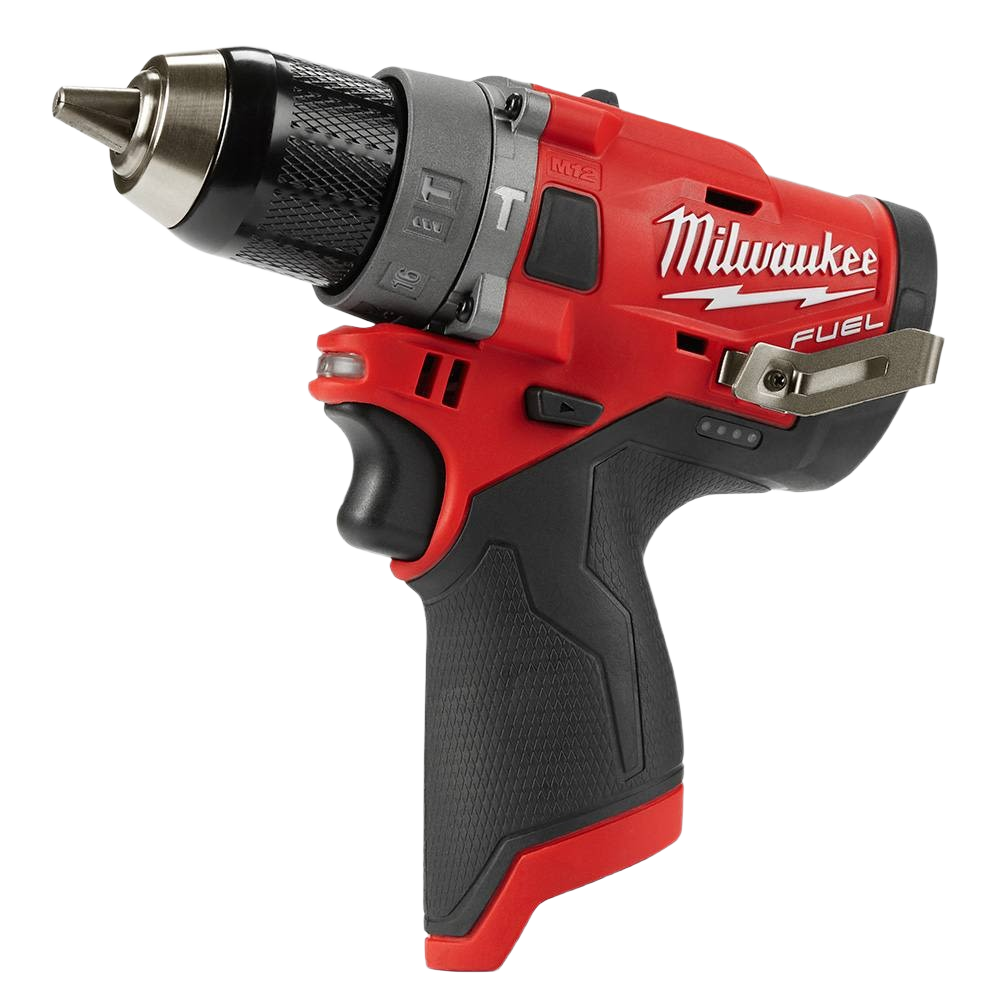 Compact cordless red and black Milwaukee drill driver with ergonomic grip for home improvement and power tool collections
