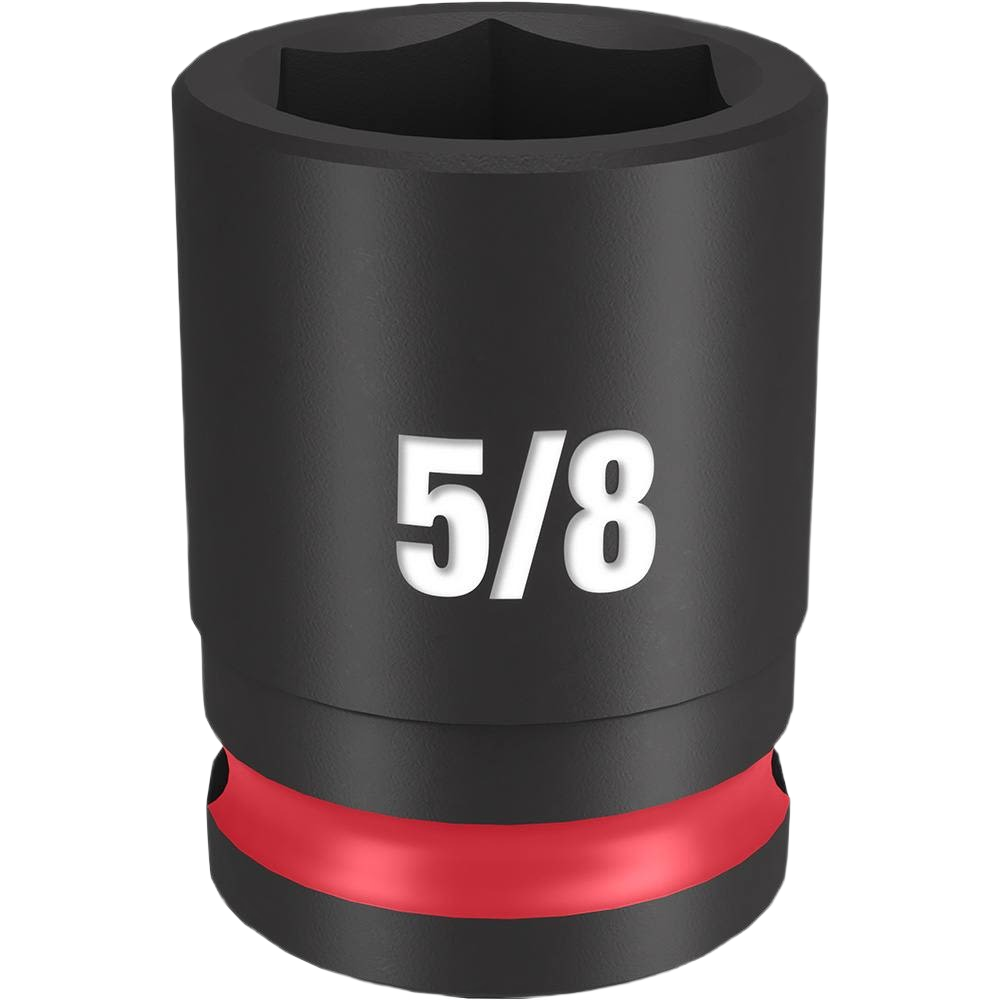 Black forged steel 5/8 impact socket with red ring for heavy-duty use in hand tools and home improvement collections