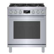 Stainless steel 30-inch gas freestanding range with heavy-duty knobs and porcelain-enameled cooking surface in Ranges collection