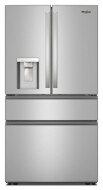 Whirlpool stainless steel French door refrigerator with in-door water dispenser and dual freezer drawers from appliances collection