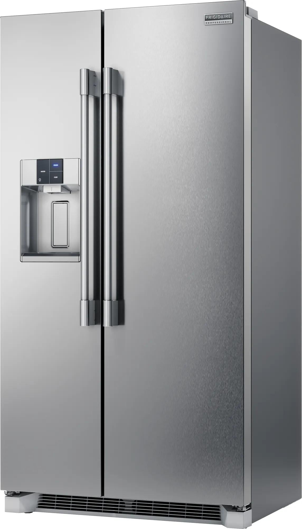 Stainless steel side-by-side refrigerator with in-door water dispenser from Kitchen & Kitchenware appliances collection
