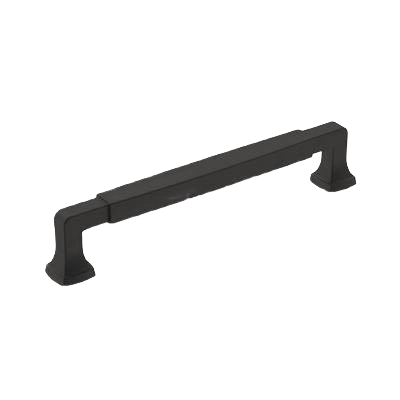 Matte black cabinet pull with a sleek barrel-style design for furniture hardware and home improvement projects