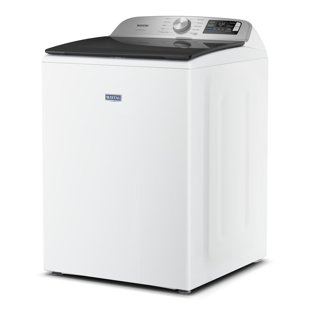 White top load washing machine with digital display and silver control panel from Washers & Dryers collection