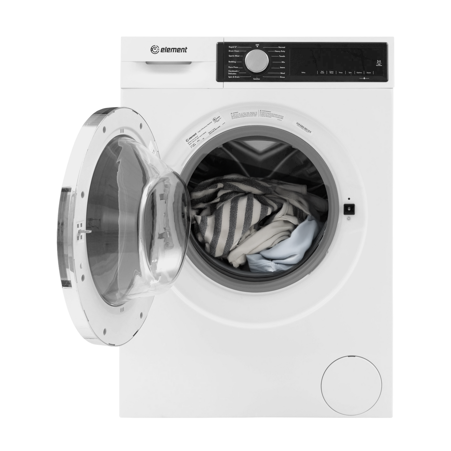 Element Electronics 24-inch 2.2 cu. ft. Front Load Washer – White, ENERGY STAR (ECW2224EGW)