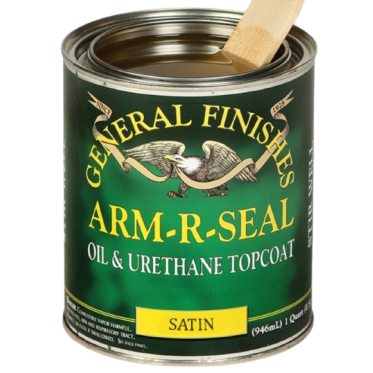 One-quart can of satin oil and urethane topcoat for wood finishing in staines, sealers & finishes collections