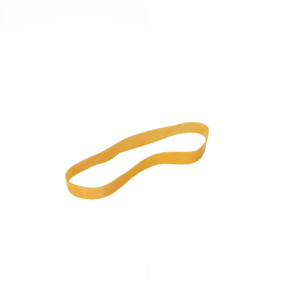 Light tan rubber band with smooth finish, used for securing items in tools and home improvement tasks