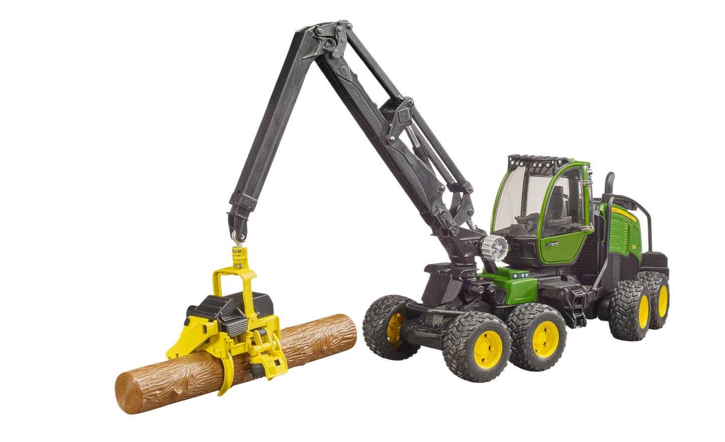 Green and yellow wheeled harvester toy gripping log for Vehicles & Remote Controlled Toys and Bruder Toys collections