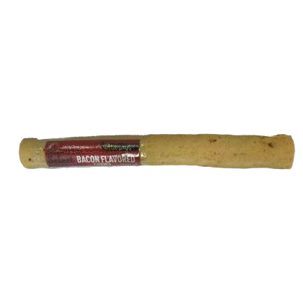 Long bacon-flavored dog chew treat for extended play in pet and dog supplies collections