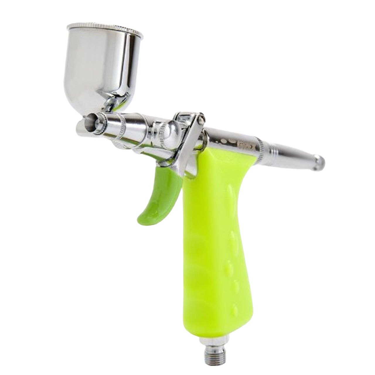 Chrome and lime green side feed micro spray gun for detailed painting in paint sprayers and home improvement tools collection