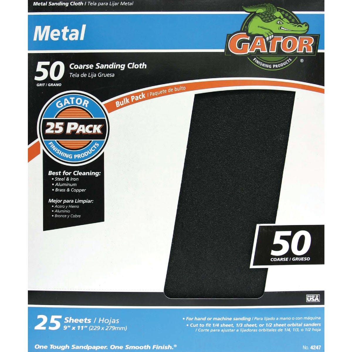 Gator coarse 50-grit sanding cloth sheet for metal cleaning in paint supplies and home improvement collections