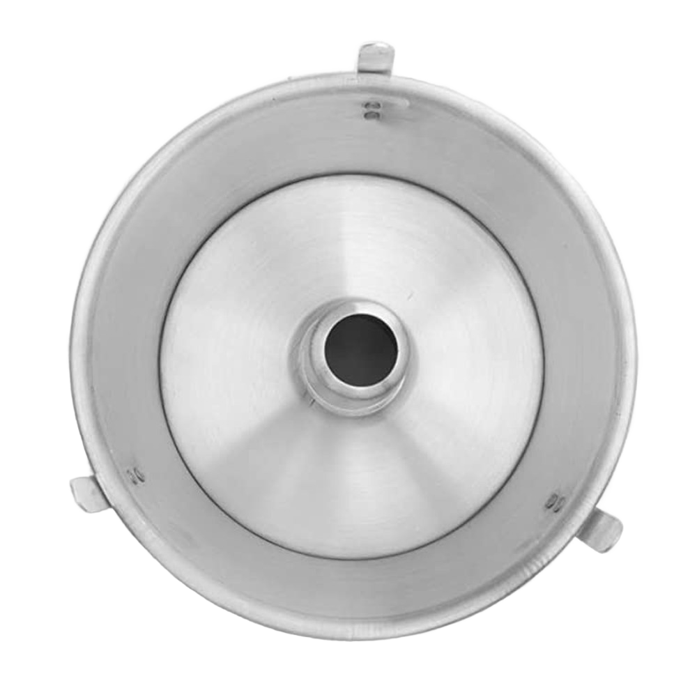 Top-down view of a silver loose bottom angel food cake pan in kitchenware and bakeware collection