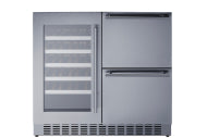 36" Wide Combination Wine Cellar & 2-Drawer Refrigerator