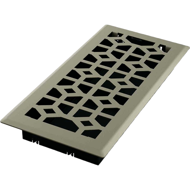 Satin nickel steel floor vent register with geometric pattern for home improvement air flow control