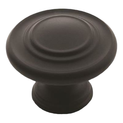 Matte black round cabinet knob with tiered design for Furniture Accessories and Cabinet & Furniture Hardware collections