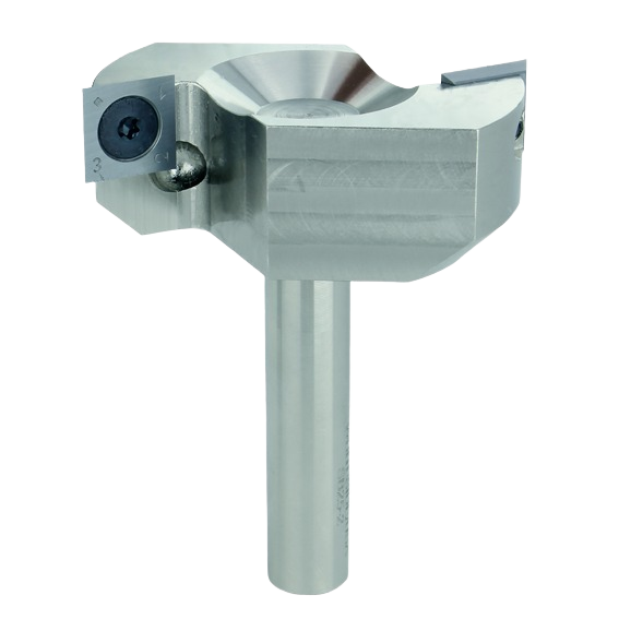 Carbide-tipped CNC surfacing bit with 1/2 inch shank designed for precision flat surface cutting in woodworking tools collections