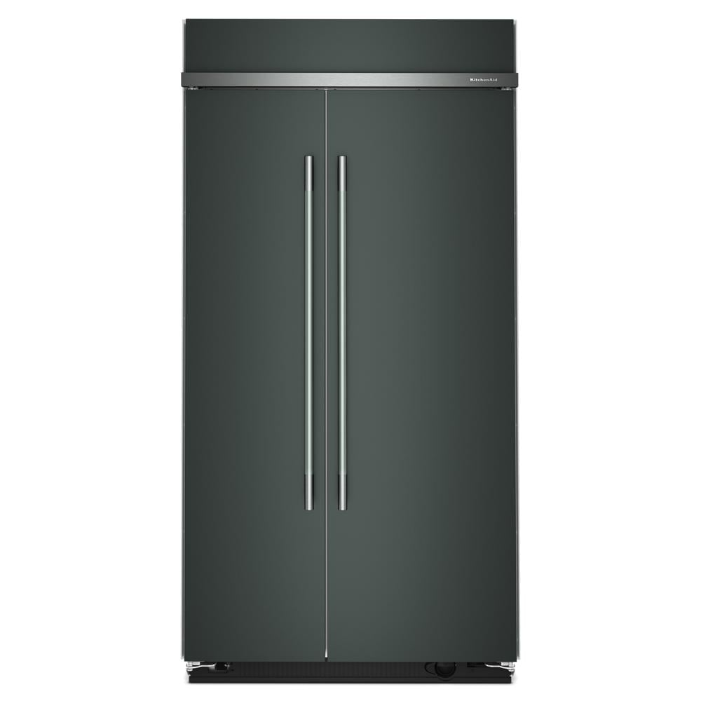 Built-in 42-inch side-by-side refrigerator in dark stainless steel finish from KitchenAid Appliances collection