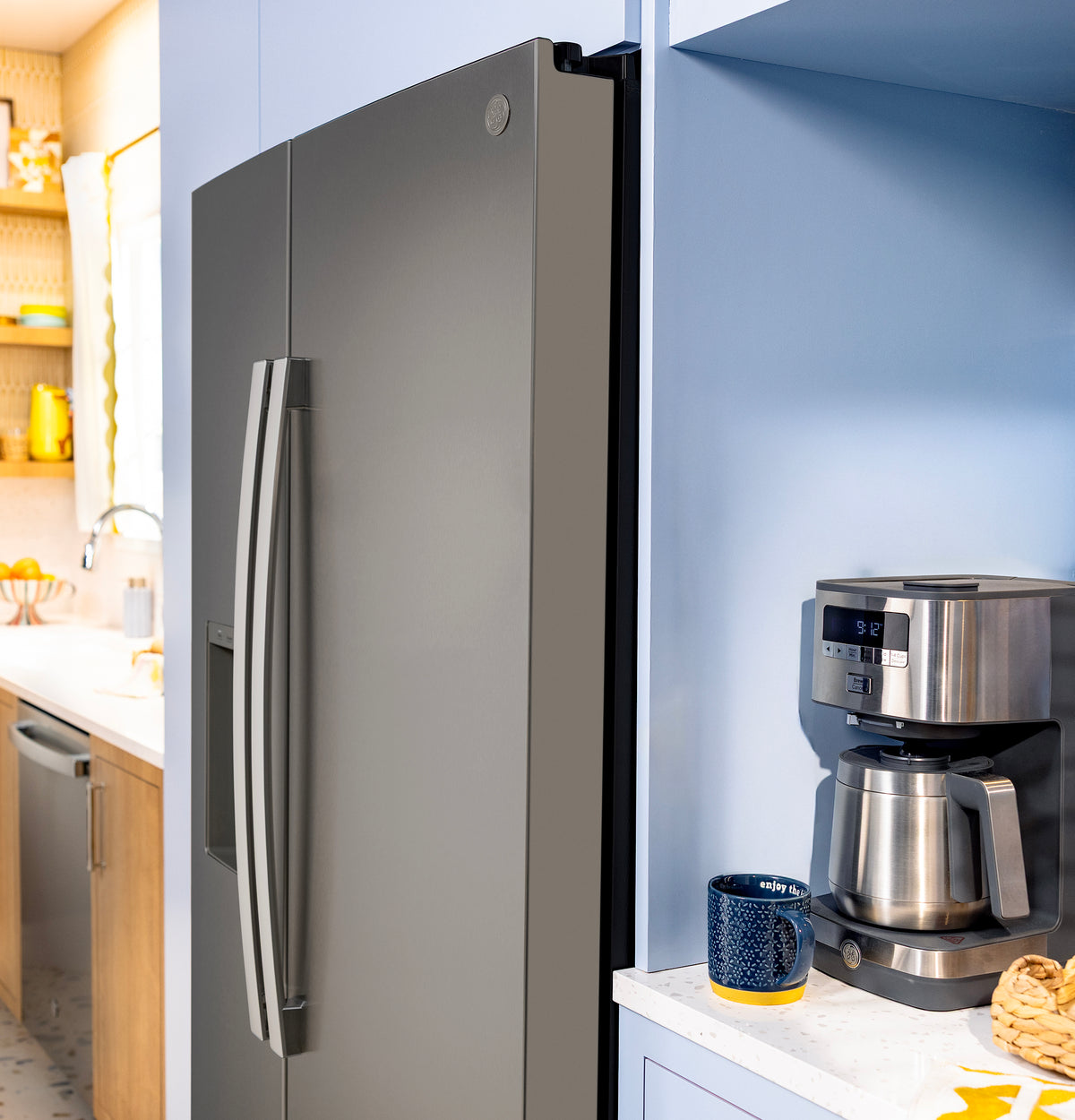 GE® 23.6 Cu. Ft. Counter-Depth Side-By-Side Refrigerator with Extra Tall Dispenser and In-Door Icemaker