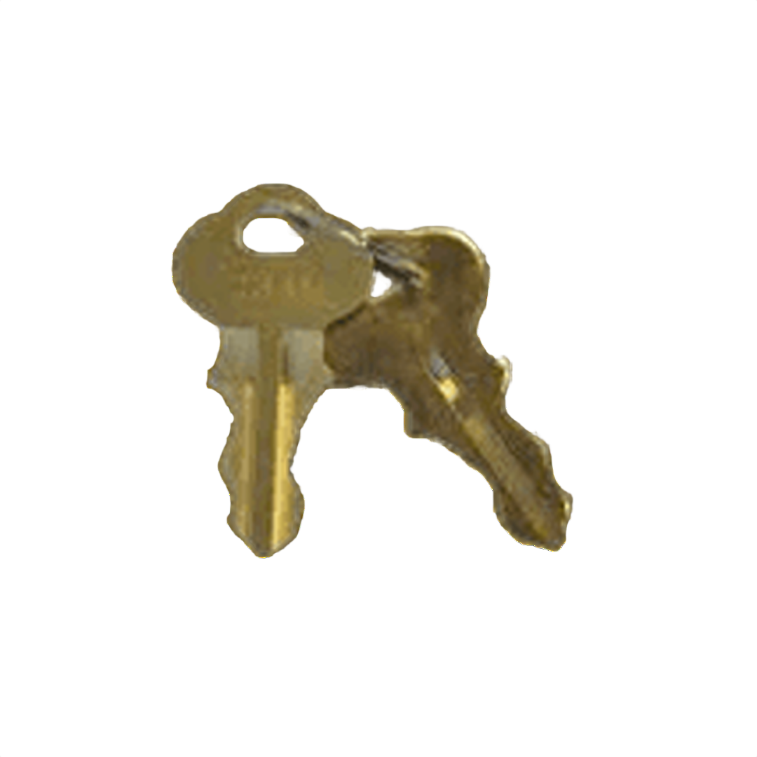 Two brass-colored bypass keys connected by a small metal ring for use with SawStop safety system in Parts & Lubricants