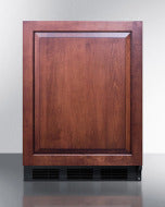 Built-in refrigerator-freezer with left hand door swing and wood panel front in kitchen appliances collection
