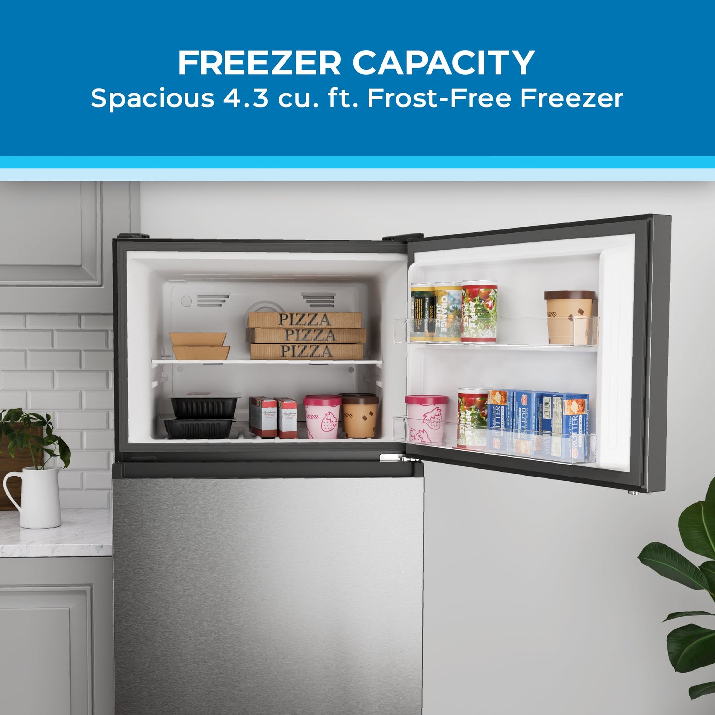 Avanti Frost-Free Apartment Size Garage Ready Refrigerator, 18.0 cu. ft. - Stainless Steel