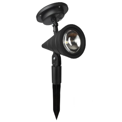 Black plastic cone solar spotlight with adjustable stake for outdoor landscape and garden lighting under $50 collection