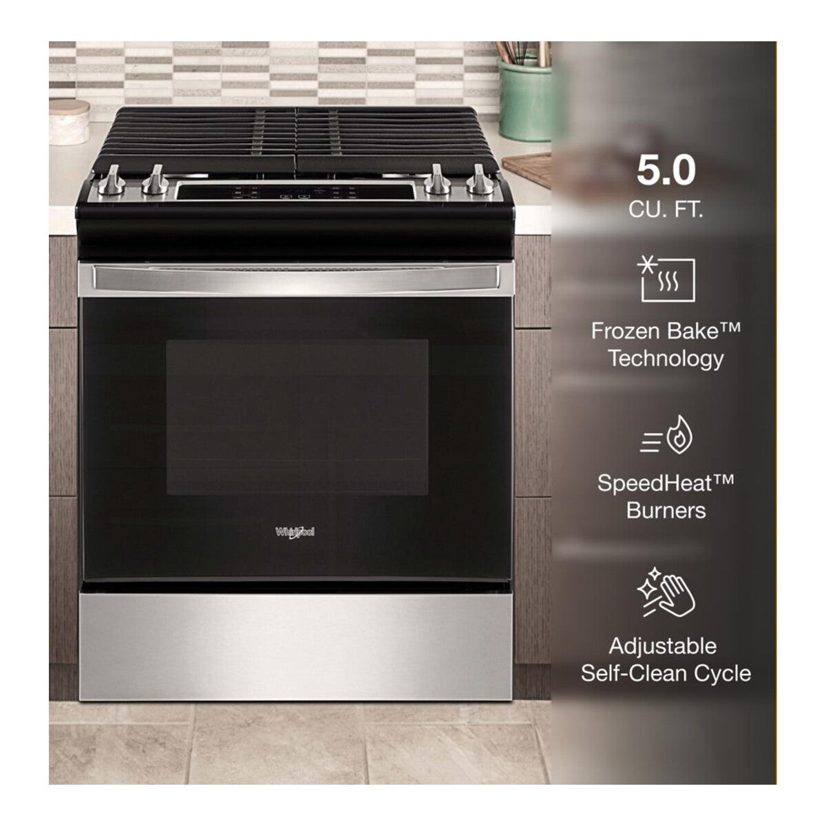 5.0 Cu. Ft. Whirlpool® Gas Range with Frozen Bake™ Technology
