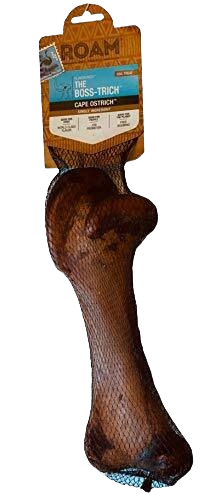 Natural single-ingredient ostrich dog bone treat in packaging from the Pet & Animal and Treats collection