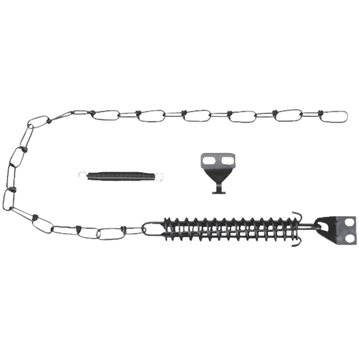 Black spring door stop with steel chain and brackets for door accessories and home improvement projects under $50
