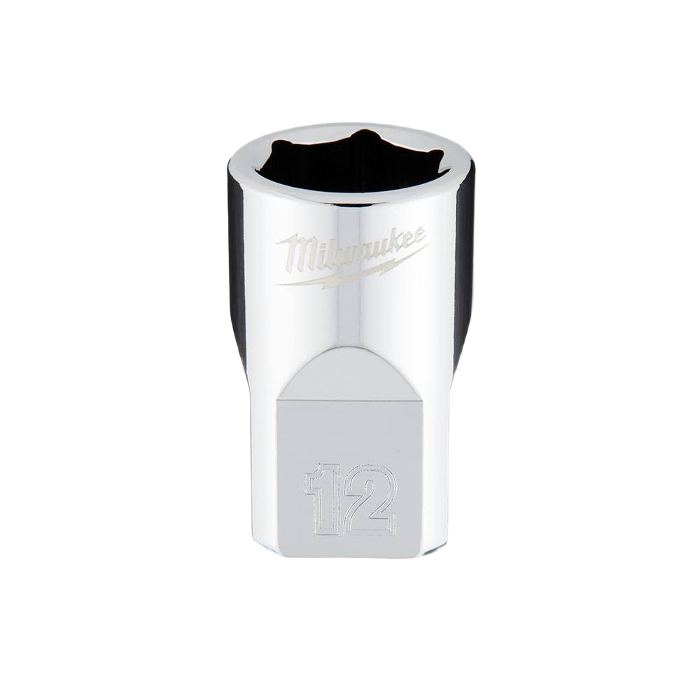 Polished 12mm 6-point socket with anti-roll FOUR FLAT™ sides for hand tool and woodworking use under $50 collections