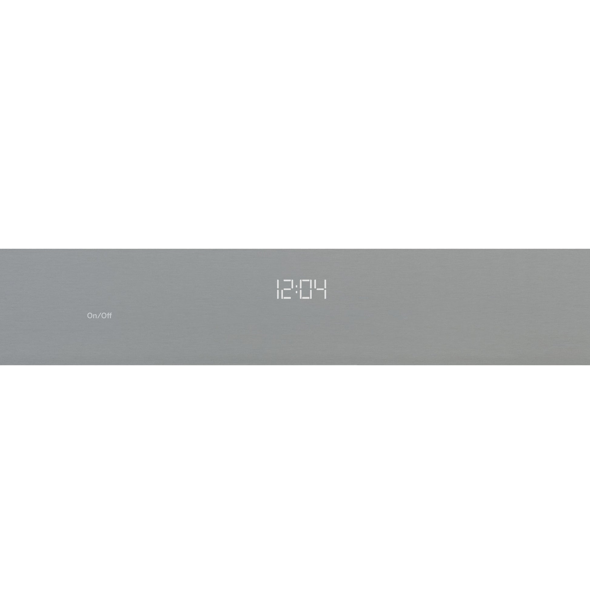Stainless steel control panel with digital clock and touch on/off button for kitchen range hood in appliances collection