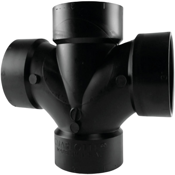 Charlotte Pipe 3 In. All Hub Double Sanitary Tee - Durable ABS