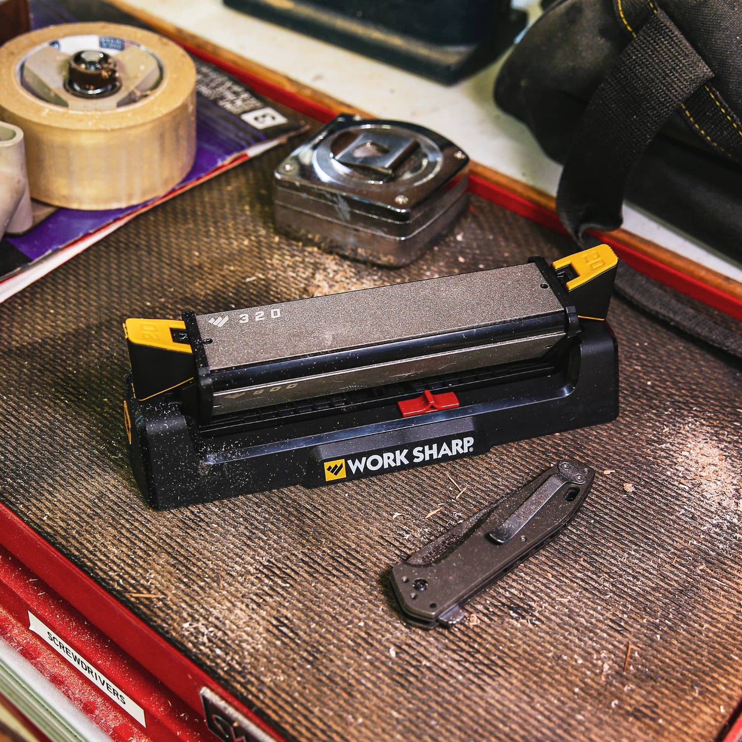 Work Sharp Benchstone sharpener with abrasive surface for precise edge maintenance in kitchenware and woodworking tools collections