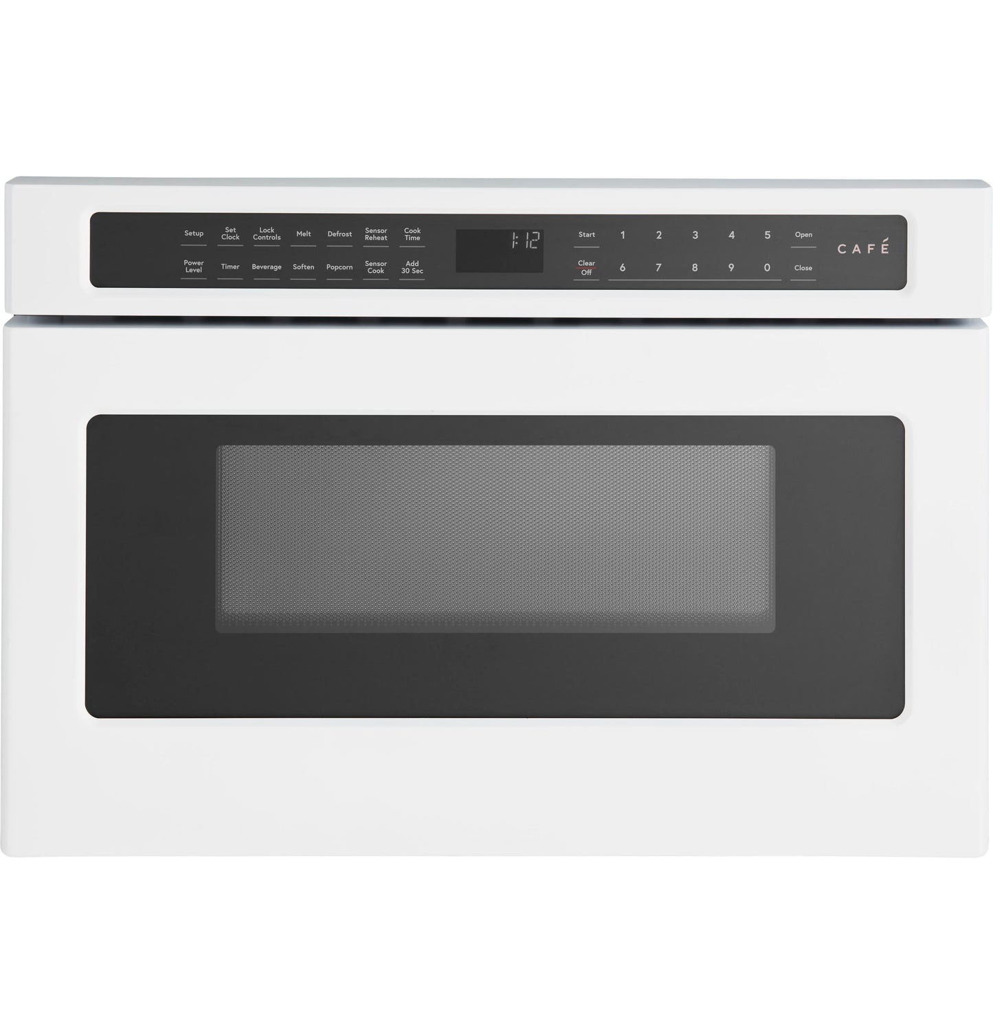 Built-in microwave drawer oven with white finish and digital control panel for kitchen appliance collections