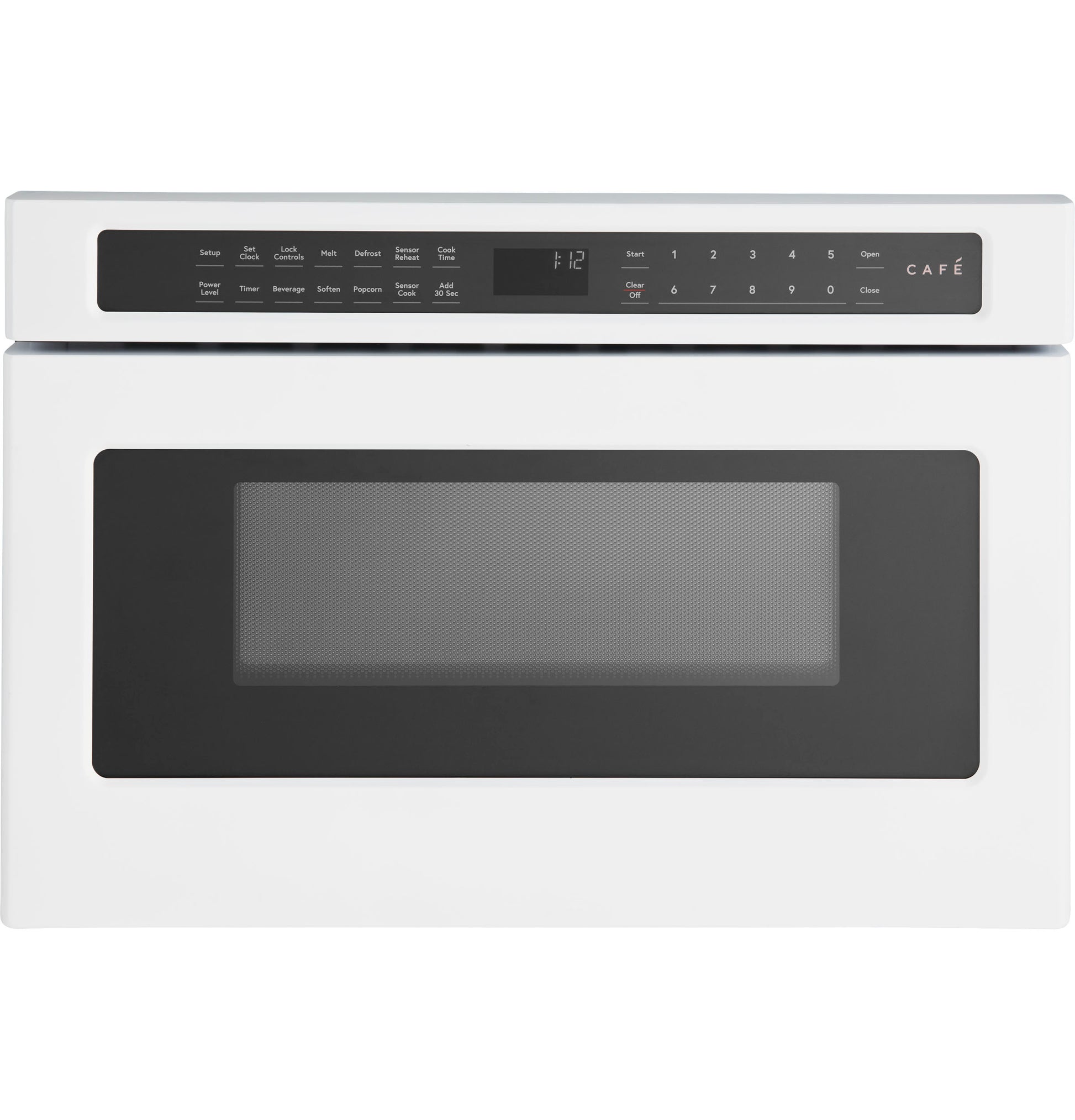 Built-in microwave drawer oven with white finish and digital control panel for kitchen appliance collections