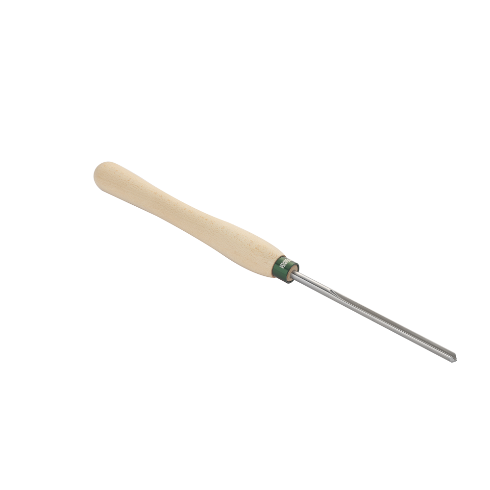 Woodworking bowl gouge with polished steel blade and smooth 12-inch beech handle for precise wood shaping tasks
