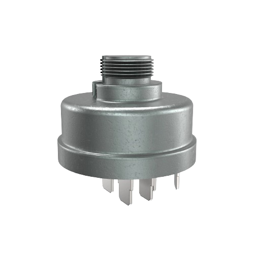 Metal ignition switch with threaded top and multiple electrical terminals for John Deere parts and home improvement use
