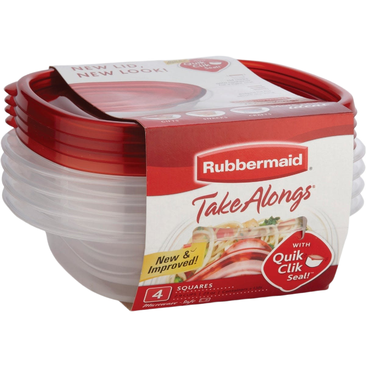 Set of four clear plastic sandwich storage containers with red lids for kitchen organization and food storage under $50 collections