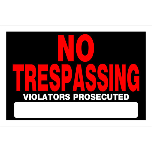 Black and red no trespassing sign with bold lettering for home improvement and hardware collections under $50