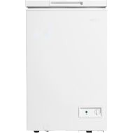 White compact chest freezer with front temperature control and single basket in Freezers & Ice Makers collections