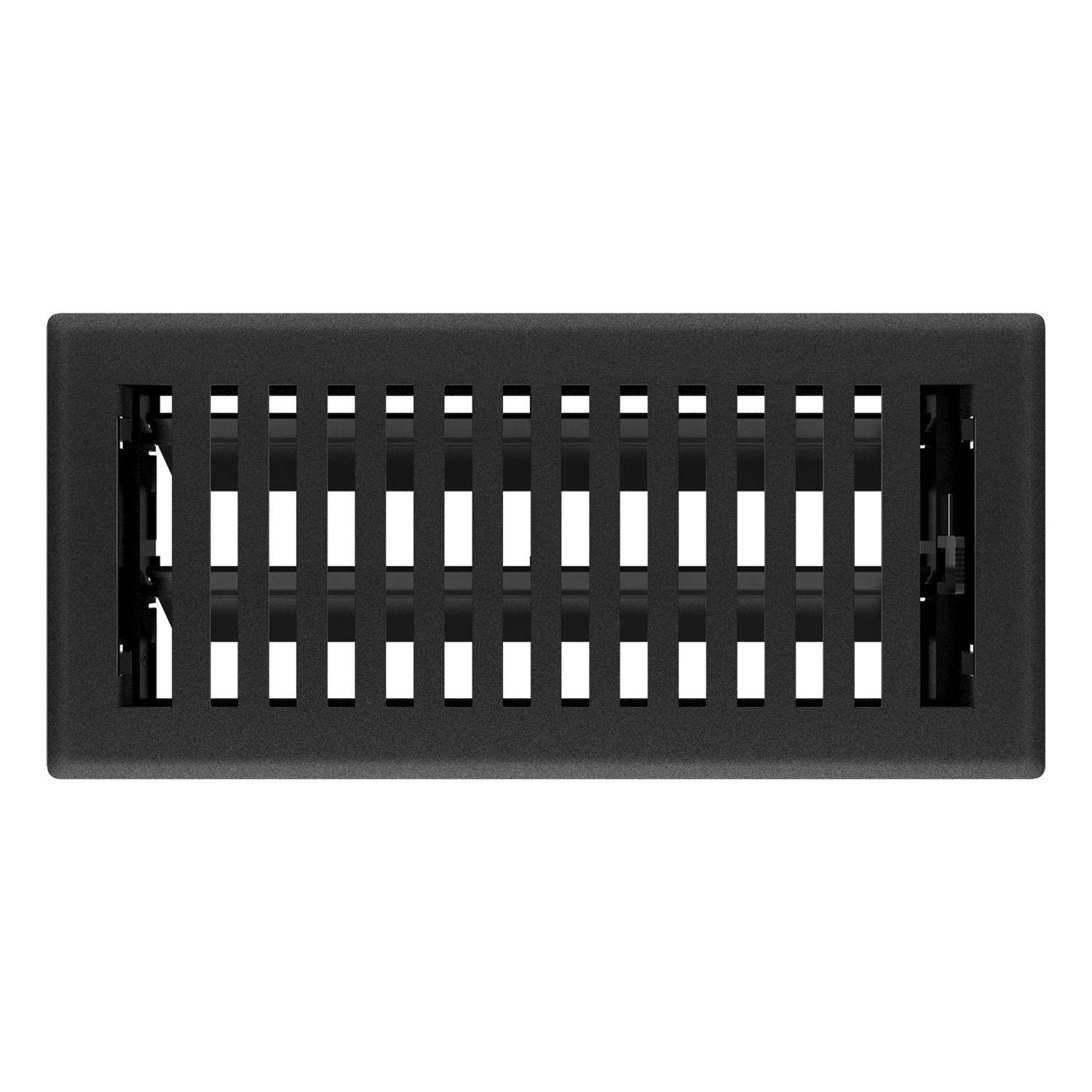Black iron floor register with adjustable slats for airflow control in plumbing and home improvement collections under $50