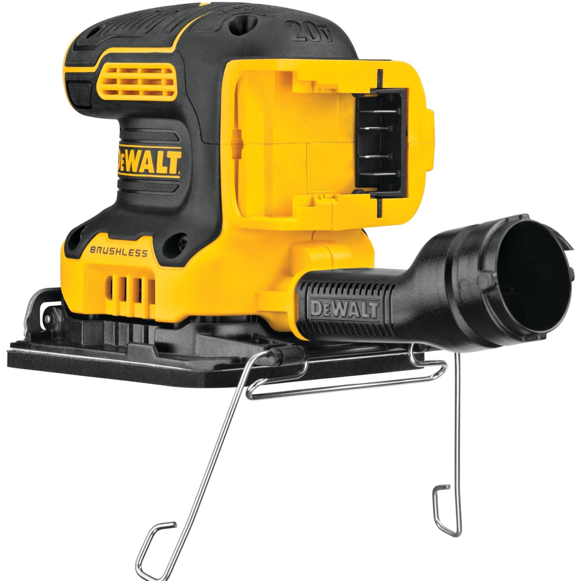 Compact cordless 1/4 sheet variable speed sander with brushless motor and dust port for tools and home improvement tasks