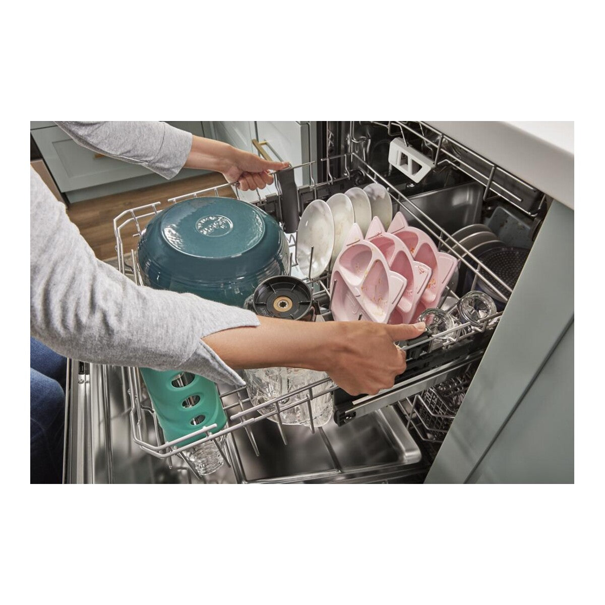 Eco Series Quiet Dishwasher with a washing 3rd Rack & Water Repellent Silverware Basket