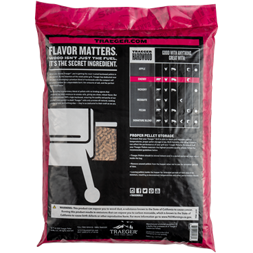 20 lbs. bag of Traeger cherry hardwood pellets for grilling with sweet, fruity wood-fired flavor in outdoor living collections