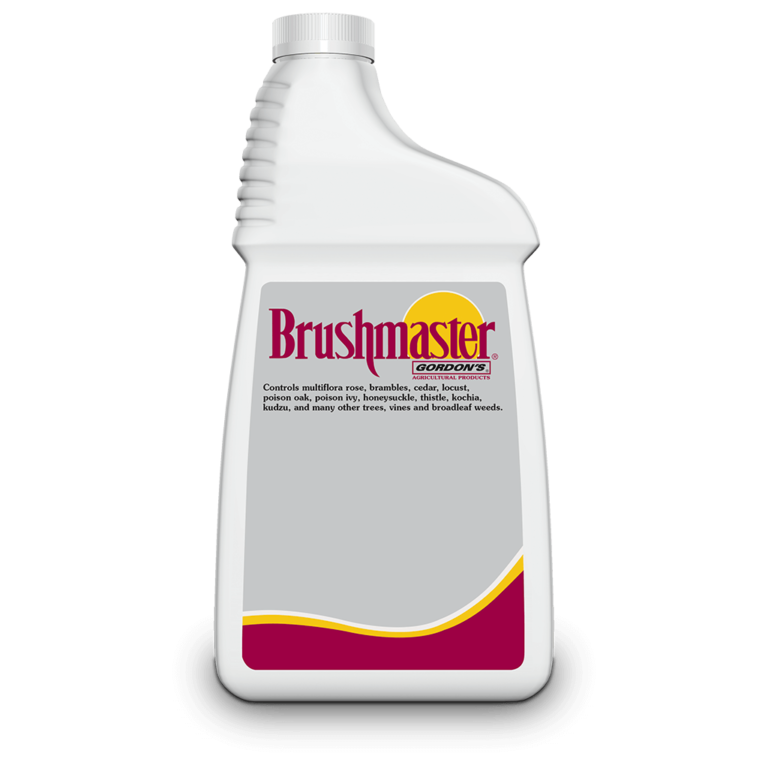 White gallon container of Gordon's Brushmaster herbicide for controlling brush and broadleaf weeds in home improvement tasks
