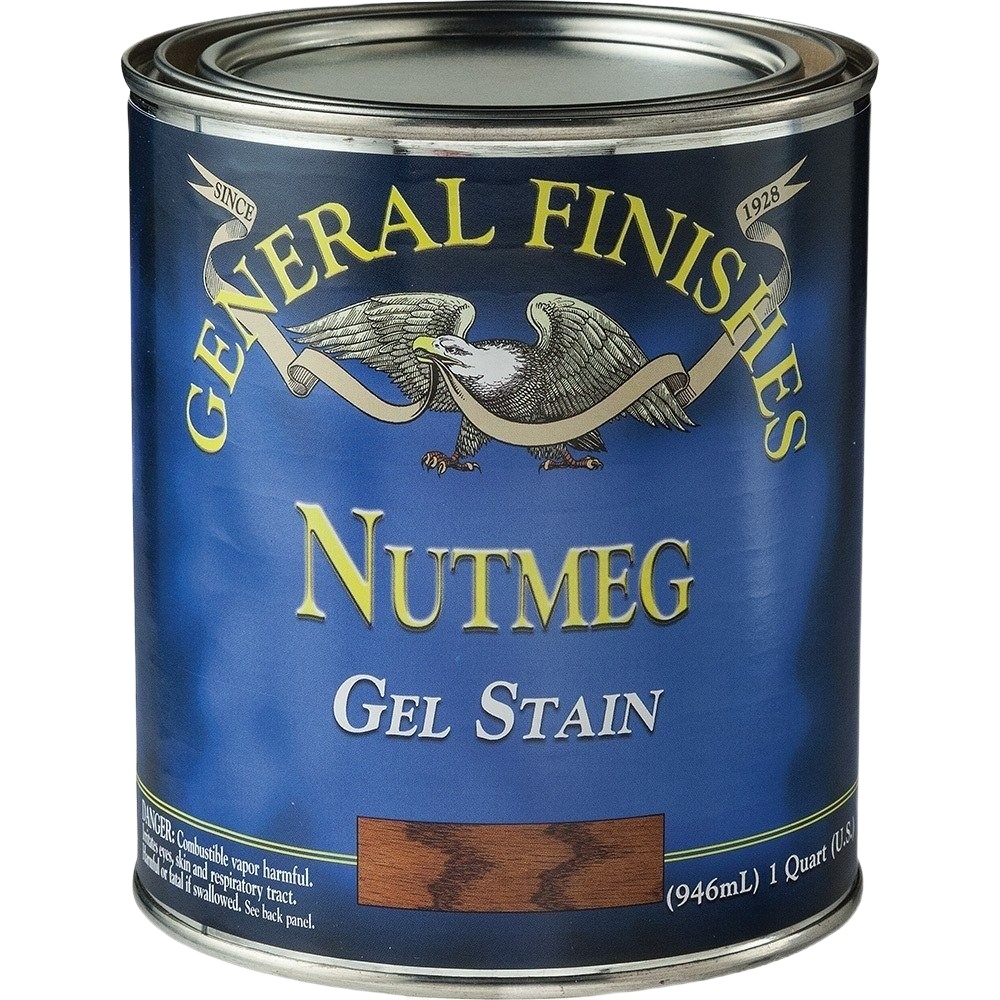 Blue metal can of General Finishes Nutmeg Gel Stain for wood finishing in Stains & Sealers collection under $50