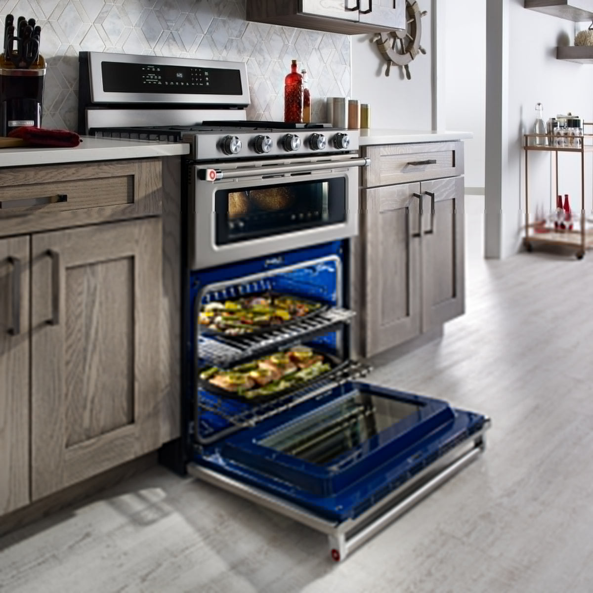 30-Inch 5 Burner Dual Fuel Double Oven Convection Range