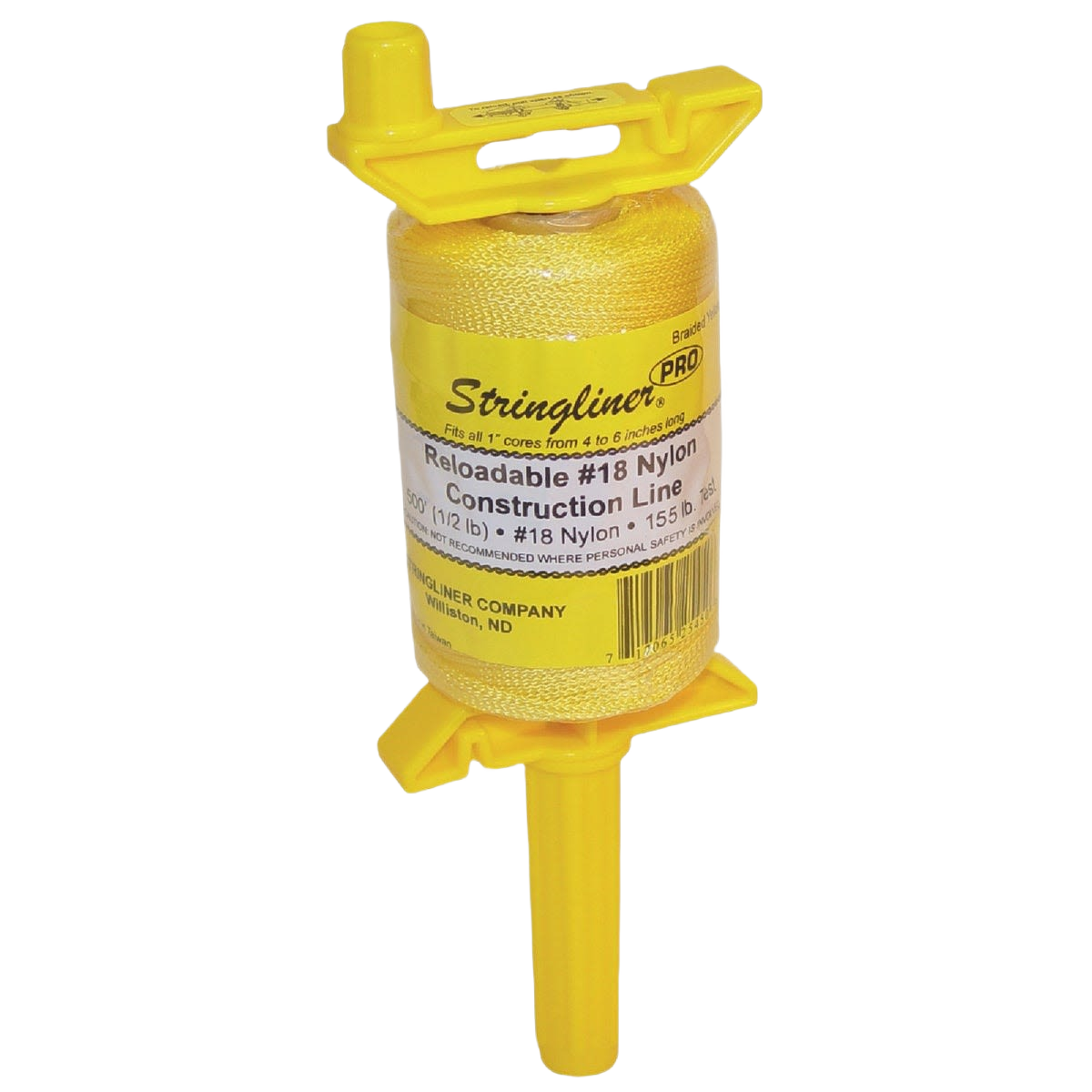 Yellow nylon mason line reel with ergonomic handle and refillable spool for precise construction and home improvement tasks