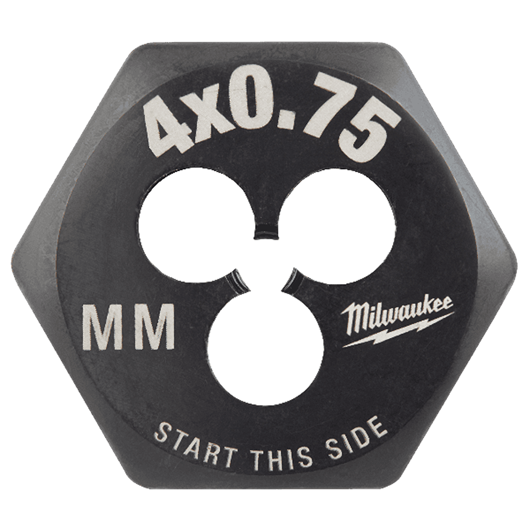 Compact hex threading die with laser-etched metric size, suitable for tool accessories and home improvement projects under $50