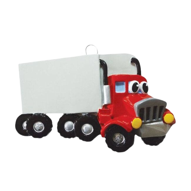 Red semi truck ornament with friendly eyes and white trailer for Christmas Ornaments & Tree Decorations under $50 collection