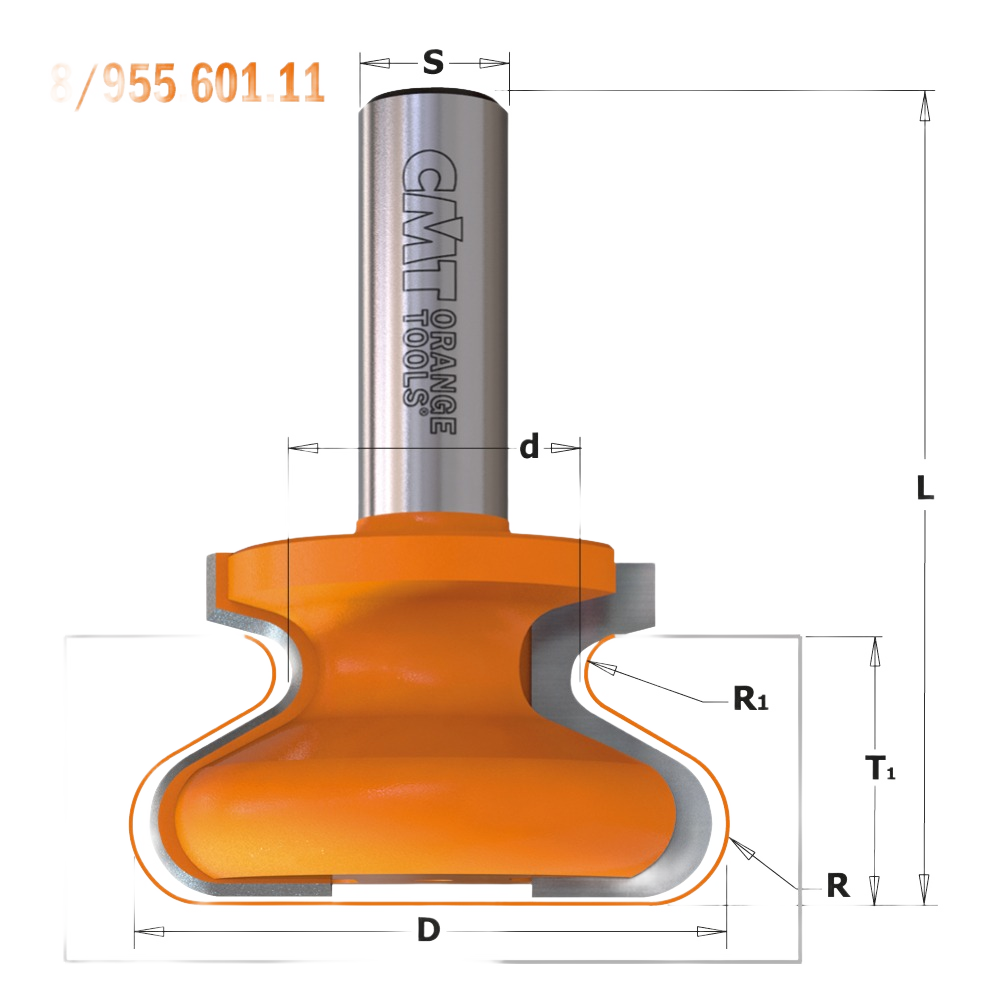 CMT Orange Tools 1-1/2” x 13/16” Finger Pull Bit, 1/2" Shank